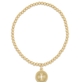 egirl Classic Gold 3MM Bead Bracelet- Signature Cross Gold Disc