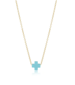 egirl 14" Necklace Gold- Signature Cross Turquoise