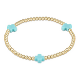 egirl Signature Cross Gold Pattern 3mm Bead Bracelet- Turquoise