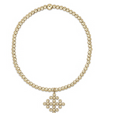 Classic Gold 2.5mm Bead Bracelet- Classic Beaded Signature Cross Encompass Gold Charm