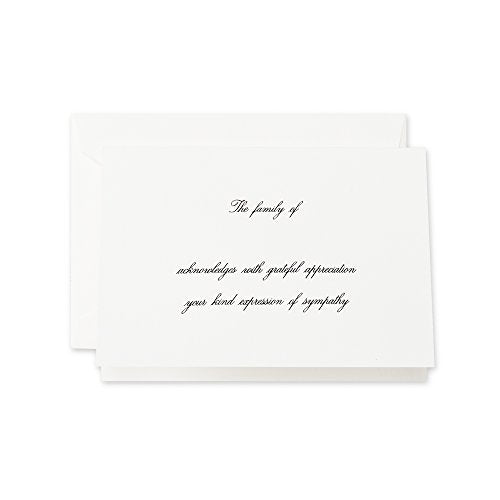 a white card with black writing on it