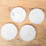 Ferrara Round Marble Coasters White/Gold 4x4 Set of 4