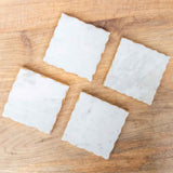 Ferrara Square Marble Coasters White/Gold 4x4
