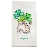 My Dog Fluffy Shamrocks Dishtowel