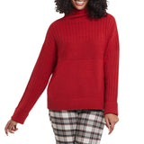 L/S Funnel Neck Sweater- Poppy Red Heathered