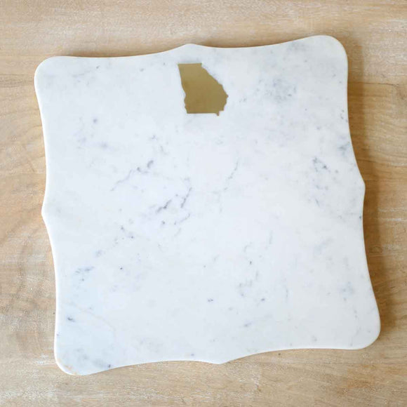 Georgia Marble Serving Board   White/Brass   12x12