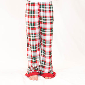 Girl's Mansfield Plaid Ruffle Sleep Pants Dark Green/True Red