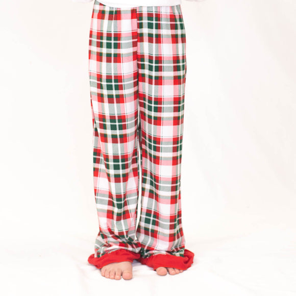 Girl's Mansfield Plaid Ruffle Sleep Pants Dark Green/True Red