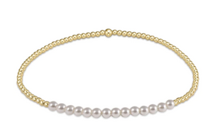 Gold Bliss 2mm Bead Bracelet- Pearl