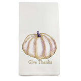 Gold Pumpkin Give Thanks Dishtowel