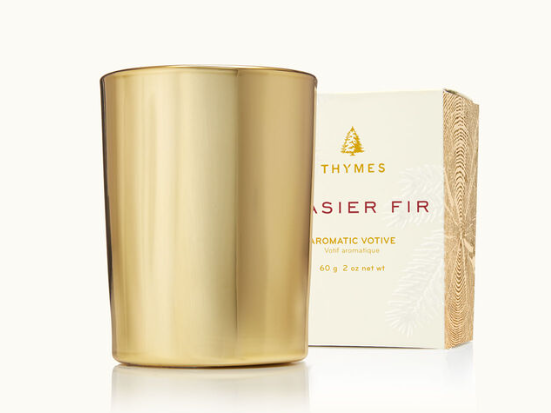 Frasier Fir Gilded Votive Candle, Gold