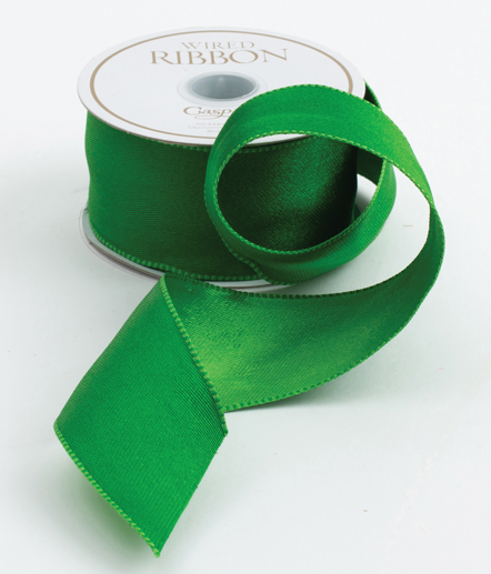 Wired Reversible Ribbon | Green/Dark Green