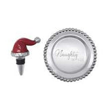 Red Santa Hat & Naughty Or Nice Wine Plate
