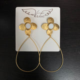 9100H Gemstone Flower Post Hoop Earring