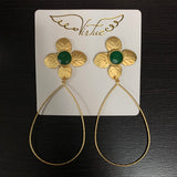 9100H Gemstone Flower Post Hoop Earring