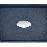 7051NV Medallion Indigo Faux Grasscloth Tray with Metal Handles- Lake Oconee