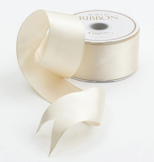 Wired Solid Satin Ribbon | Ivory