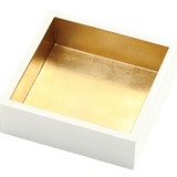 Cocktail Napkin Holder Lacquer Ivory w/ Gold