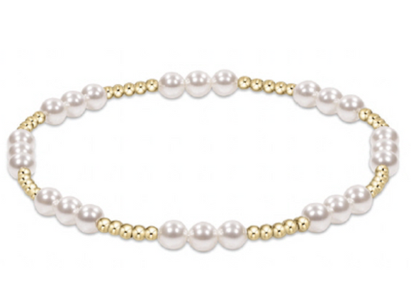 Classic Joy Pattern 4mm Bead Bracelet- Pearl