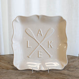 Lake Oar Embossed Square Platter White