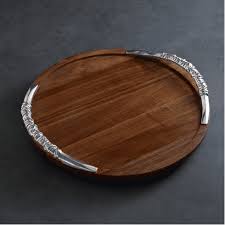 7198 Wood Soho 18" Lazy Susan With Galena Handles