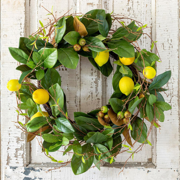 Lemon And Magnolia Leaf Wreath