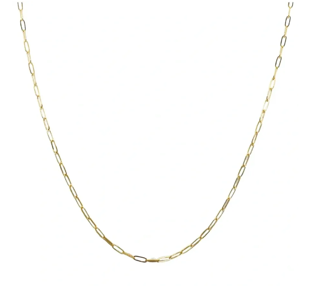 a gold chain on a white background