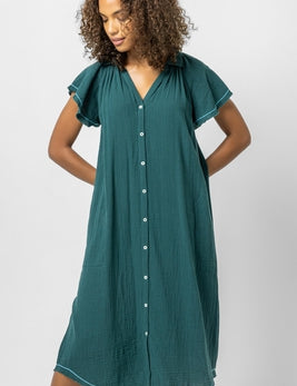 Short Sleeve Maxi Buttondown Dress