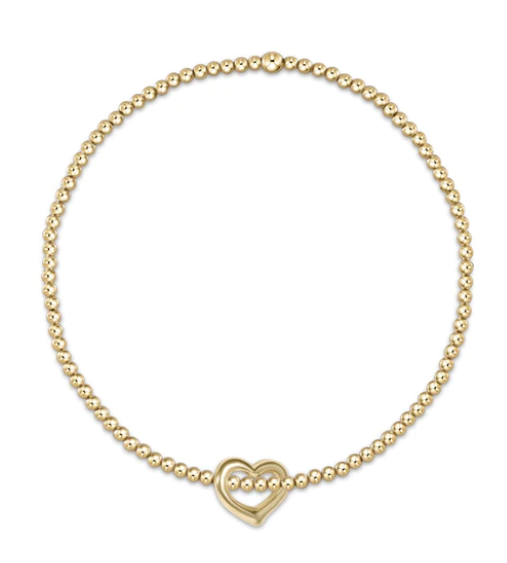 Classic Gold 2mm Bead Bracelet- Love Small Gold Charm