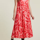 Tropical Print Maxi Dress- Melon Paint