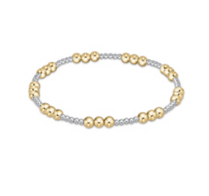 Classic Joy Pattern 4mm Bead Bracelet- Mixed Metal