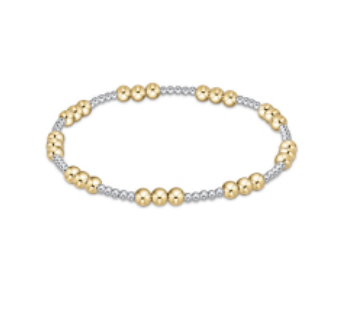 Classic Joy Pattern 4mm Bead Bracelet- Mixed Metal