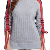L/S Mock Neck Sweater- Poppy Red Colorblock