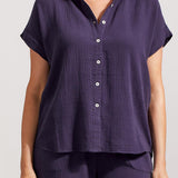 Drop Shoulder High Low Shirt- Nautical