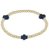Signature Cross 3mm Gold Bracelet - Navy