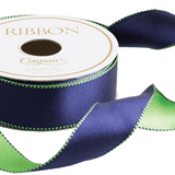 Satin Reversible Ribbon | Navy/Green