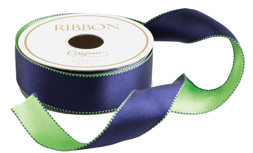 Satin Reversible Ribbon | Navy/Green