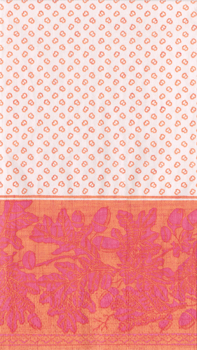 GT Oak Leaves & Acorns Orange/Fuchsia- Paper Linen