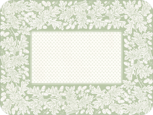 Paper Placemats Oak Leaves & Acorns Sage Green/Ivory