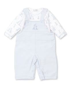 Giraffe Grins Light Blue Overall Set