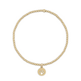 Classic Gold 2mm Bead Bracelet- Paw Print Small Gold Disc