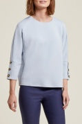 3/4 Sleeve Crew neck with buttons Pearl blue