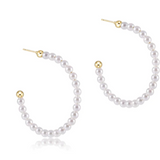 Beaded Gemstone 1.25" Post Hoop- 3mm Pearl