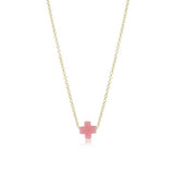 16" Necklace Gold- Signature Cross Pink