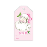 Ho Ho Ho Handpainted Pink Santa Gift Tags