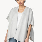 Reversible Open Poncho Sweater: Silver/Ivory: One Size