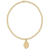 Classic Gold 2mm Bead Bracelet- Protection Oval Small Gold Charm