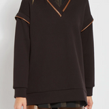 Quilted Convertible Sweatshirt- Black