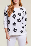 Reversible 3/4 Sleeve Crewneck Sweater- Black