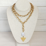 8113NP Ruffle Washer Chain Toggle Lobster Clasp with Nugget Pearl Connector w/ Large Triangle